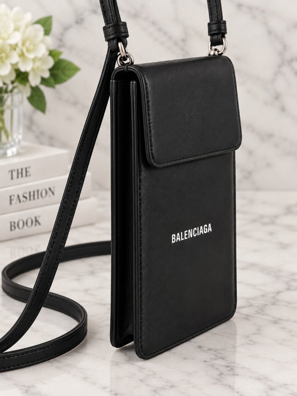 Balenciaga Black Leather Phone Crossbody Bag - Picture 5 of 5